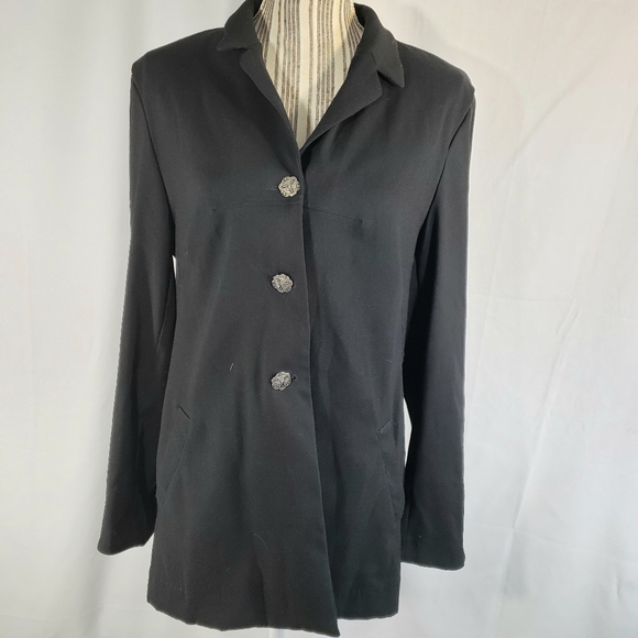 Norton McNaughton Black Dark Academia Long Sleeve Long Blazer Size 10 - Picture 1 of 9